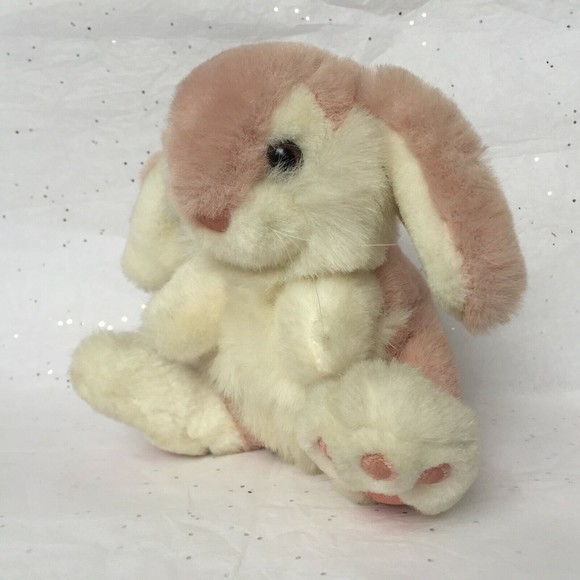 Vintage Chosun Intenational Pink White Bunny Plush Stuffed Animal 7" Floppy Ears - Picture 3 of 12